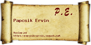 Papcsik Ervin névjegykártya